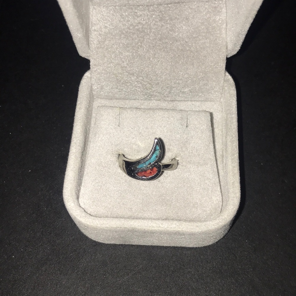 Turquoise & Coral Ring